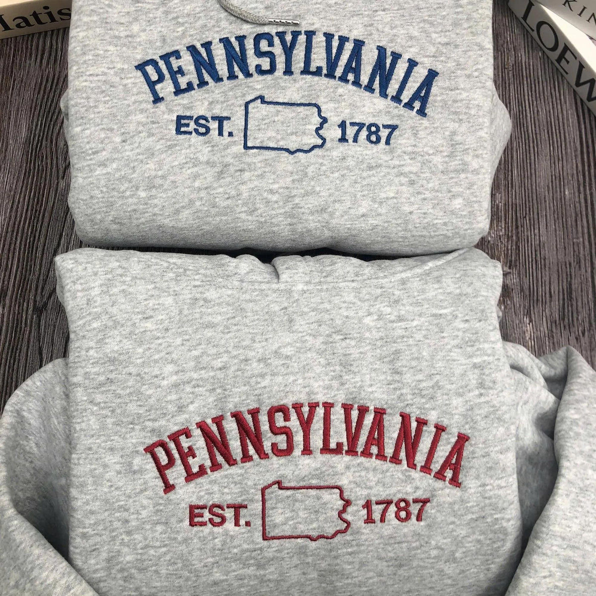 Personalized US State Map Embroidered Sweatshirt, Custom Varsity Est Year Crewneck