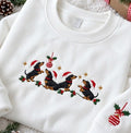 Dachshund Christmas Ornament Embroidered Sweatshirt, Cute Wiener Dog Santa Hat Crewneck