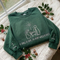 Nativity Scene Line Art Embroidered Sweatshirt, A Thrill Of Hope Custom Wrist Crewneck