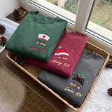 Nurse Snowman Embroidered Christmas Sweatshirt Personalized Name RN LD Holiday Crewneck Gift, Christmas Gift For New Nurse, RN Nurse Gift