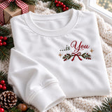All I Want For Christmas Is You Embroidered Sweatshirt, Bow Matching Couple Crewneck
