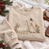 Jesus The Good Shepherd Embroidered Sweatshirt, Custom Bible Verse Lamb Faith Crewneck