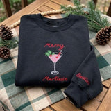 Custom Merry Martinis Christmas Sweatshirt, Festive Cocktail Winter Party Gift Crewneck
