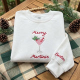 Custom Merry Martinis Christmas Sweatshirt, Festive Cocktail Winter Party Gift Crewneck