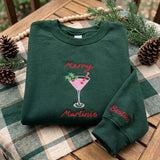 Custom Merry Martinis Christmas Sweatshirt, Festive Cocktail Winter Party Gift Crewneck