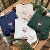 Custom Merry Martinis Christmas Sweatshirt, Festive Cocktail Winter Party Gift Crewneck