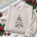 Personalized Jesus Tree Embroidered Sweatshirt, Custom Bible Verse Faith Holiday Crewneck