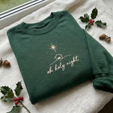 Oh Holy Night Nativity Embroidered Sweatshirt, Christian Star Faith Holiday Crewneck