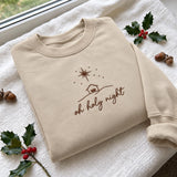 Oh Holy Night Nativity Embroidered Sweatshirt, Christian Star Faith Holiday Crewneck