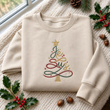Jesus Christmas Tree Embroidered Sweatshirt, Religious Christian Family Holiday Crewneck