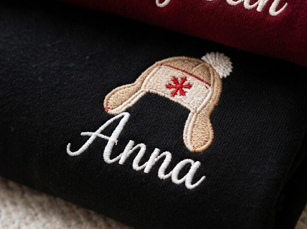 Custom Name Santa Hat Christmas Sweatshirt, Personalized Family Matching Xmas Crewneck