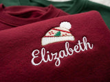 Custom Name Santa Hat Christmas Sweatshirt, Personalized Family Matching Xmas Crewneck