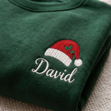 Custom Name Santa Hat Christmas Sweatshirt, Personalized Family Matching Xmas Crewneck