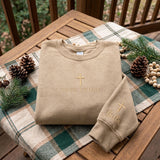 Embroidered True Story Christmas Sweatshirt, Christian Cross Custom Sleeve Crewneck