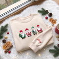 Embroidered Christmas Cute Santas Sweatshirt, Custom Sleeve Name Cute Santa Claus Shirt, Festive Holiday Gift Vintage Xmas Crewneck
