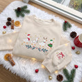 Embroidered Christmas Cute Ducks Sweatshirt, Custom Sleeve Name Bow Xmas Lights Goose Shirt, Festive Holiday Gift Vintage Family Crewneck