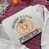 Growing A Little Pumpkin Embroidered Sweatshirt, Pregnancy Announcement Fall Crewneck