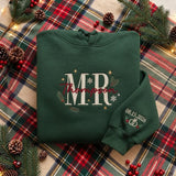 Custom Mr And Mrs Christmas Couple Sweatshirt, Personalized Name Date Festive Crewneck