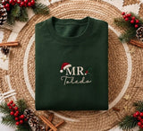 Personalized Mr And Mrs Santa Hat Christmas Sweatshirt, Couple Initial Name Crewneck