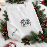 Personalized Monogram Letter Christmas Sweatshirt, Custom Date Merry Winter Crewneck