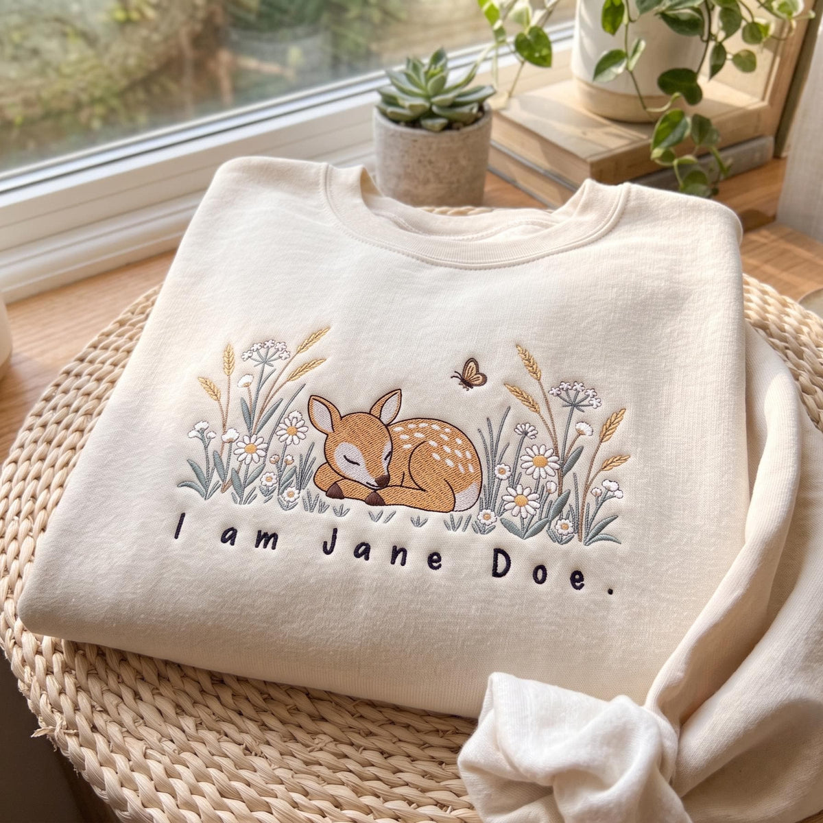 Embroidered We Are Jane Doe Sweatshirt, Cute Deer Floral Womens Rights Jumper, Feminist Gift