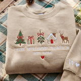 Custom Matching Family Christmas Sweatshirt, Embroidered Name & Initial on Sleeve
