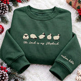 The Lord Is My Shepherd Embroidered Sweatshirt, Custom Bible Verse Sleeve Crewneck