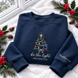 Be The Light Matthew 5 14 Embroidered Sweatshirt, Christian Bible Verse Sleeve Crewneck