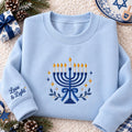 Hanukkah Menorah Bow Love And Light Sweatshirt, Custom Jewish Festival Holiday Crewneck
