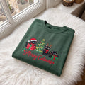 Merry Catmas Embroidered Sweatshirt, Black Cat Christmas Tree Cat Lover Crewneck