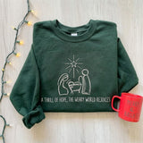 Nativity Scene Line Art Embroidered Sweatshirt, A Thrill Of Hope Custom Wrist Crewneck