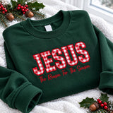 Jesus Reason For The Season Embroidered Sweatshirt, Custom Applique Holiday Crewneck
