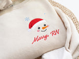Nurse Snowman Embroidered Christmas Sweatshirt Personalized Name RN LD Holiday Crewneck Gift, Christmas Gift For New Nurse, RN Nurse Gift
