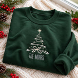 Christmas Tree Family Name Embroidered Sweatshirt, Custom Matching Holiday Crewneck