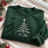 Christmas Tree Family Name Embroidered Sweatshirt, Custom Matching Holiday Crewneck