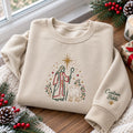 Shepherd Lamb Star Christmas Embroidered Sweatshirt, Custom Bible Verse Faith Crewneck