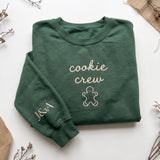 Cookie Crew Baking Spirits Bright Sweatshirt, Custom Sleeve Initials Xmas Crewneck