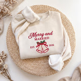 Merry and Married Embroidered Sweatshirt, Custom Established Year Wedding Bells Crewneck