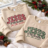 Jesus Is The Reason Embroidered Sweatshirt, Custom Applique Gingham Christian Crewneck