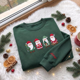 Embroidered Christmas Cute Santas Sweatshirt, Custom Sleeve Name Cute Santa Claus Shirt, Festive Holiday Gift Vintage Xmas Crewneck