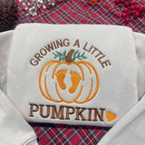 Growing A Little Pumpkin Embroidered Sweatshirt, Pregnancy Announcement Fall Crewneck
