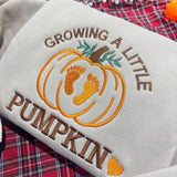 Growing A Little Pumpkin Embroidered Sweatshirt, Pregnancy Announcement Fall Crewneck