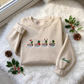 Christmas Mallard Duck Embroidered Sweatshirt, Custom Sleeve Name Winter Holiday Crewneck