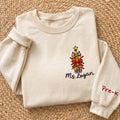Christmas Teacher Pencil Tree Sweatshirt, Custom Sleeve Grade Embroidered Crewneck