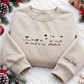The Lord Is My Shepherd Embroidered Sweatshirt, Custom Bible Verse Sleeve Crewneck