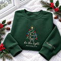 Be The Light Matthew 5 14 Embroidered Sweatshirt, Christian Bible Verse Sleeve Crewneck