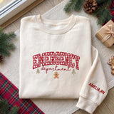 Emergency Department Embroidered Sweatshirt, Red Gingham ER Nurse Sleeve Name Crewneck