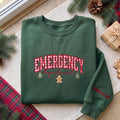 Emergency Department Embroidered Sweatshirt, Red Gingham ER Nurse Sleeve Name Crewneck