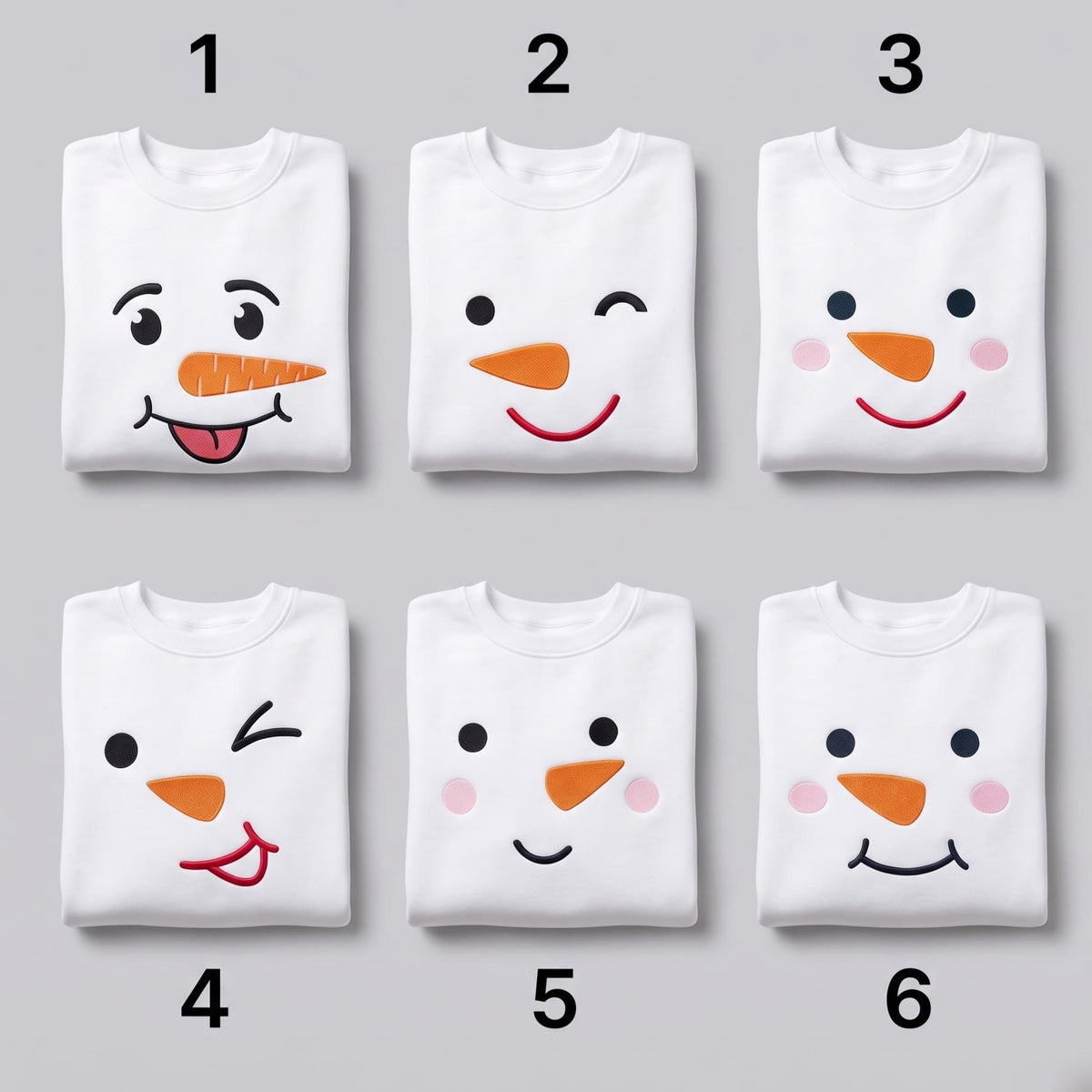 Snowman Face Christmas Embroidered Sweatshirt, Family Matching Holiday Xmas Crewneck