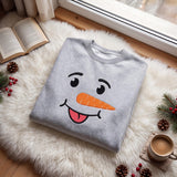 Snowman Face Christmas Embroidered Sweatshirt, Family Matching Holiday Xmas Crewneck